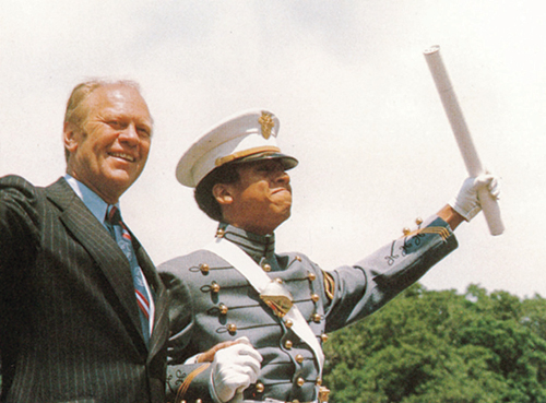 Then-CDT Eugene Shaw ’75 with President Gerald Ford