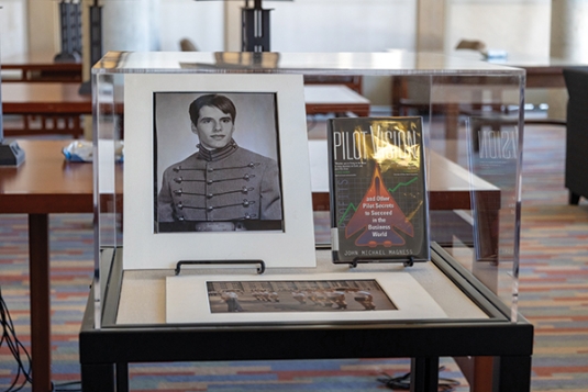 An exhibit on Captain John Magness’s life and work was on display at the USMA Library during the Magness Wing dedication.