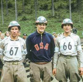 Troy (left), Denman (center), and PFC Thad McAthur at the 1952 Helsinki Games