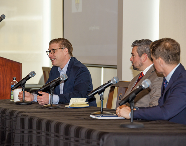 Bill Braniff ’99 (center) of the Department of Homeland Security and policy expert Dr. Alex Gallo ’01 with CTC’s Don Rassler